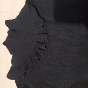 French Connection- Pretty ruffled Black sweater dress like new